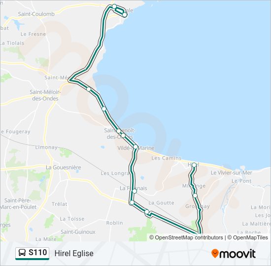 Plan de la ligne S110 de bus