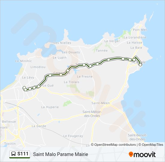 Plan de la ligne S111 de bus