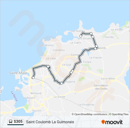 Plan de la ligne S305 de bus