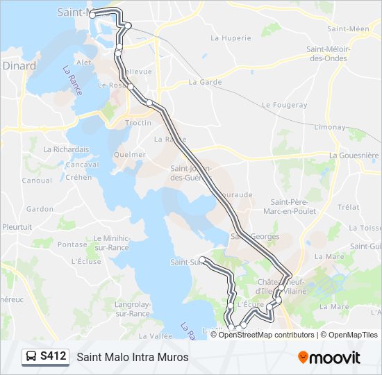 Plan de la ligne S412 de bus