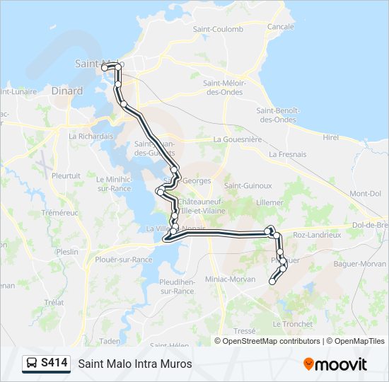 Plan de la ligne S414 de bus