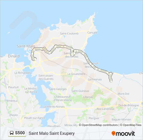 Plan de la ligne S500 de bus