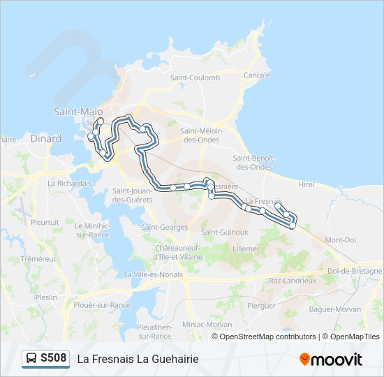 Plan de la ligne S508 de bus