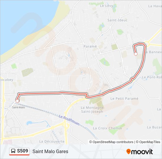 Plan de la ligne S509 de bus