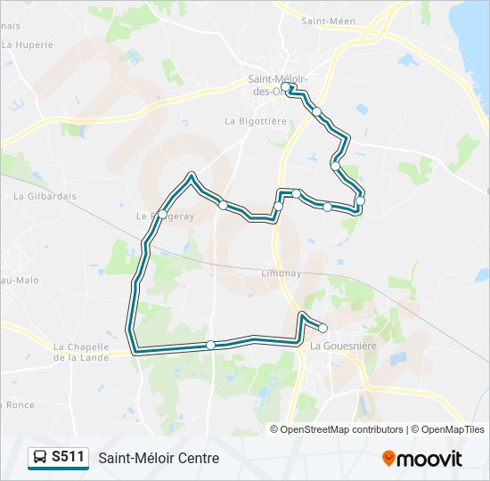 Plan de la ligne S511 de bus