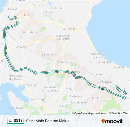Plan de la ligne S519 de bus