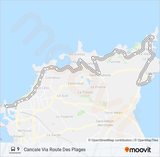 Plan de la ligne 9 de bus