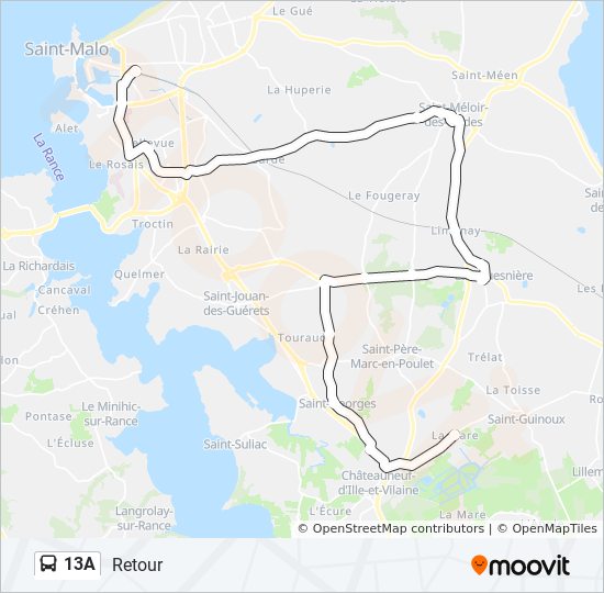 13A bus Line Map