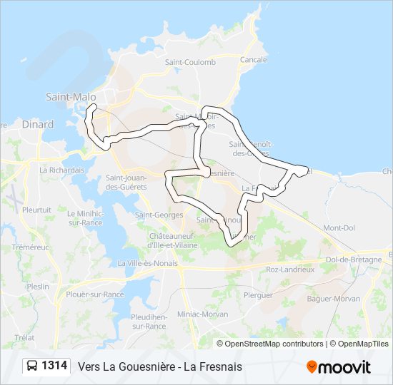 Plan de la ligne 1314 de bus