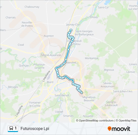 Mapa de 1 de autobús