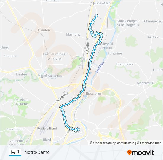 Plan de la ligne 1 de bus