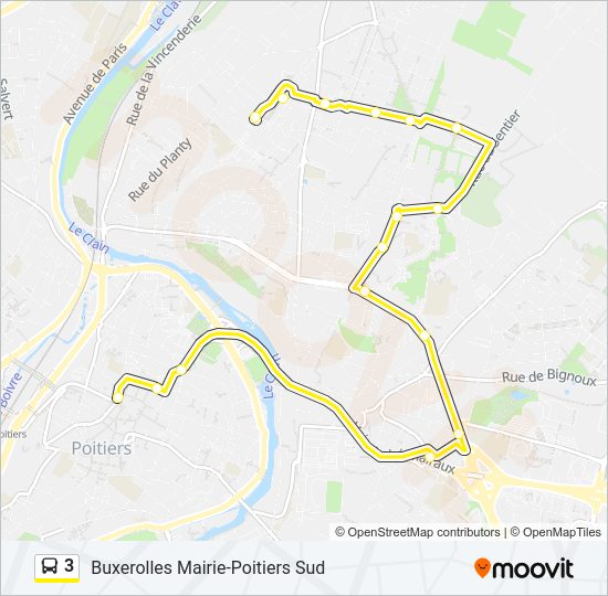 Plan de la ligne 3 de bus