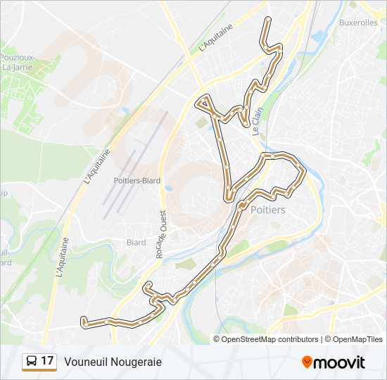 Plan de la ligne 17 de bus