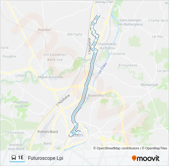 1E Bus Line Map