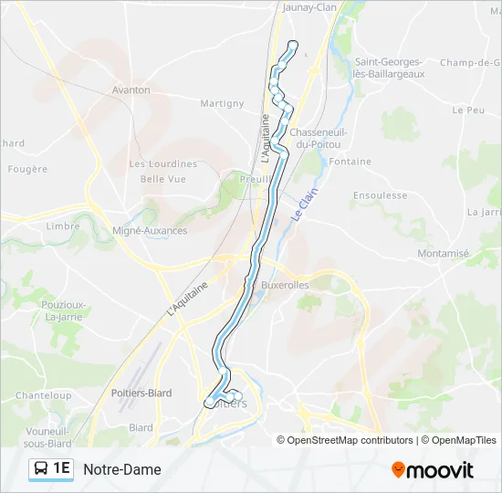 1E Bus Line Map
