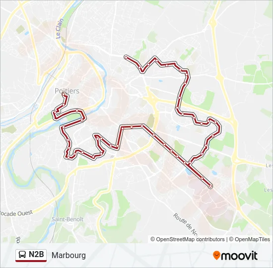 N2B Bus Line Map
