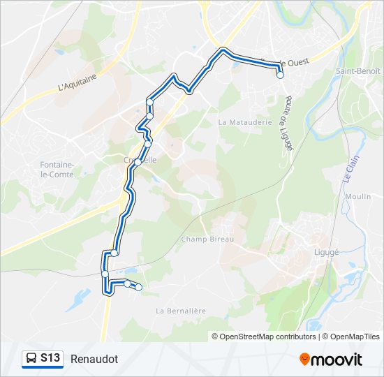 S13 bus Line Map