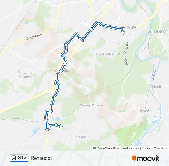 S13 Bus Line Map