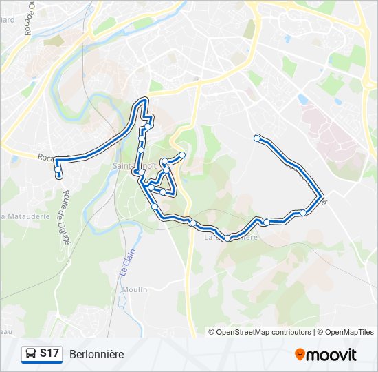 Plan de la ligne S17 de bus