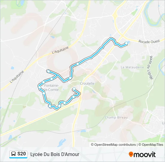 Plan de la ligne S20 de bus