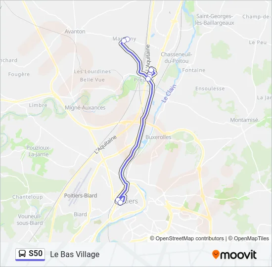 S50 Bus Line Map