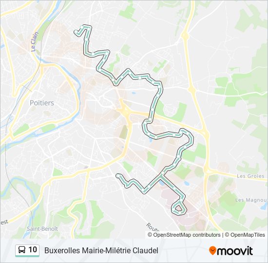 Plan de la ligne 10 de bus