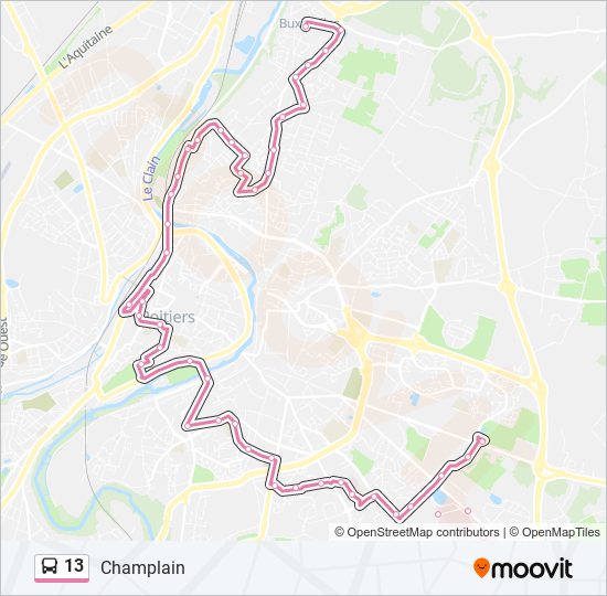 Plan de la ligne 13 de bus