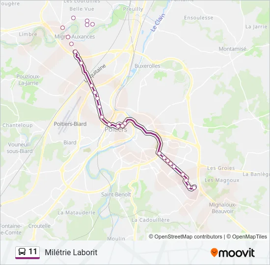 Plan de la ligne 11 de bus