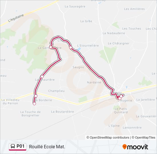 Plan de la ligne P01 de bus