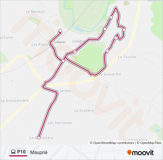 P10 Bus Line Map