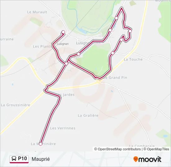 P10 Bus Line Map