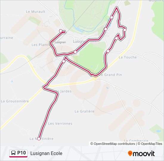 P10 Bus Line Map