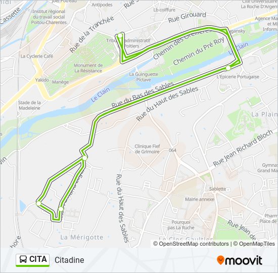 Plan de la ligne CITA de bus