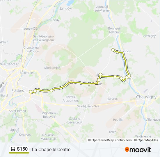 Mapa de S150 de autobús