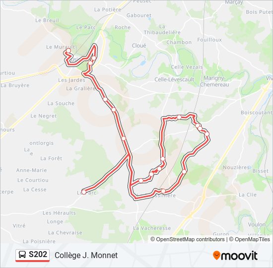 Mapa de S202 de autobús