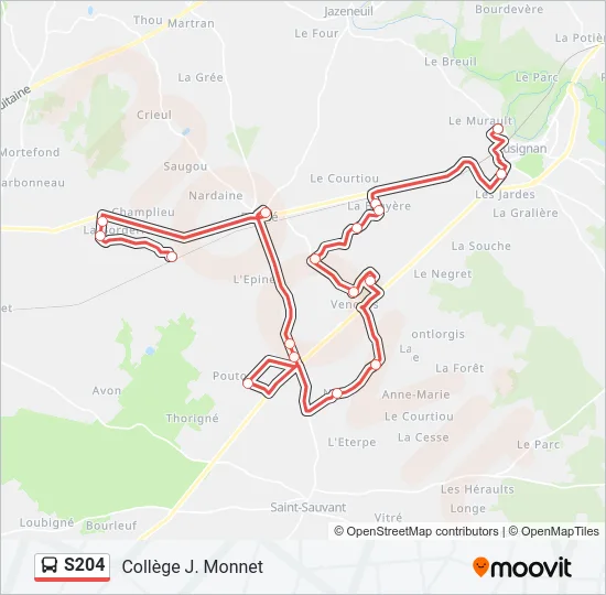 S204 Bus Line Map