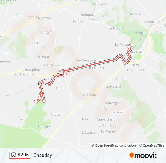 S205 Bus Line Map