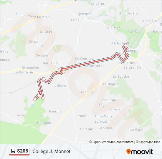 S205 Bus Line Map