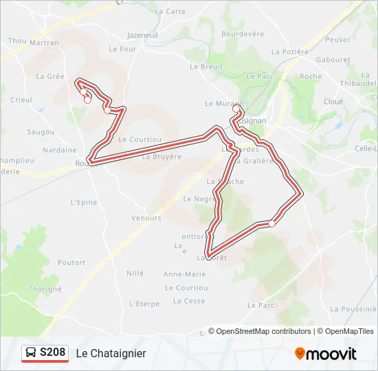 S208 Bus Line Map
