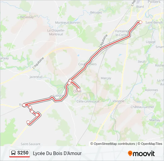 S250 Bus Line Map