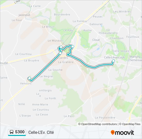 Plan de la ligne S300 de bus