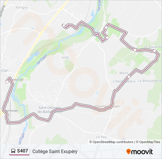 Plan de la ligne S407 de bus