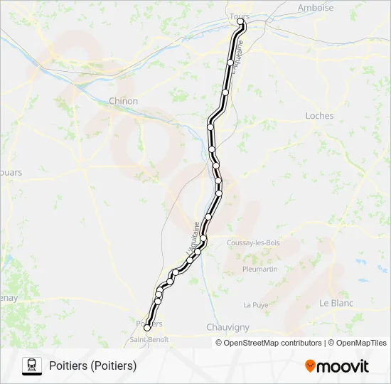 TOURS - POITIERS Train Line Map