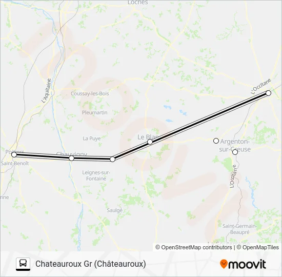 POITIERS - GARE ROUTIÈRE - CHATEAUROUX GR Bus Line Map