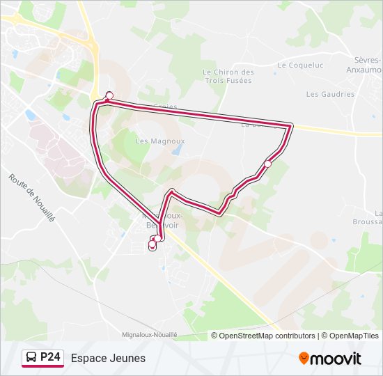 Plan de la ligne P24 de bus