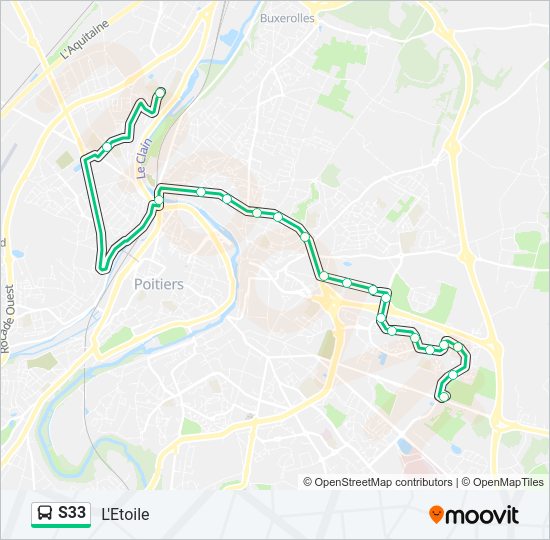 Plan de la ligne S33 de bus