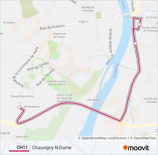 Plan de la ligne CH11 de bus