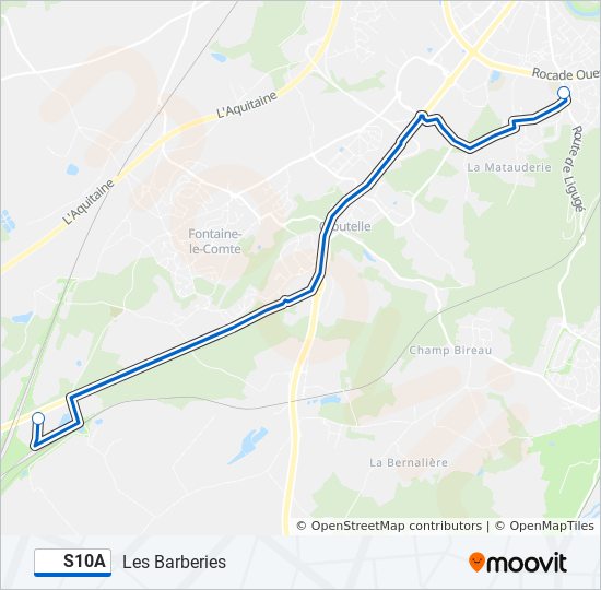 Plan de la ligne S10A de bus