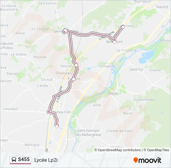S455 Bus Line Map