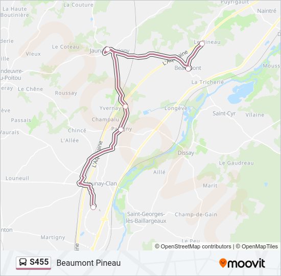 S455 Bus Line Map